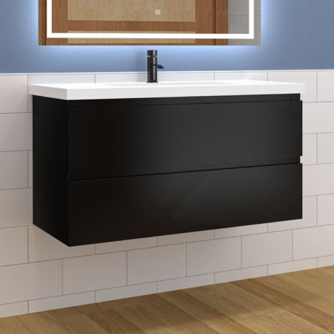 Waschtisch mit Unterschrank Waschbecken Unterschrank Badmbel Set UV-gelt 99x44.5x52cm Schwarz