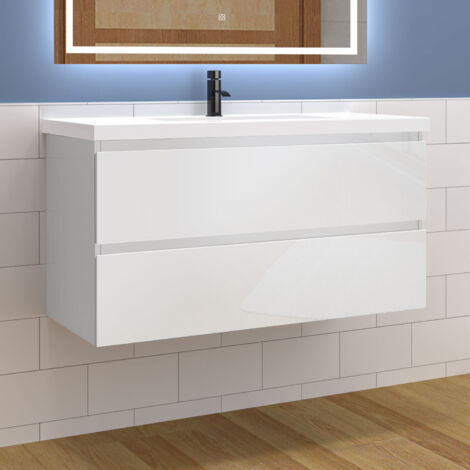 99x44.5x52cm WeiWaschtisch mit Unterschrank Waschbecken Unterschrank Badmbel Set UV-gelt