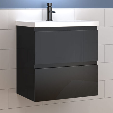 50x38.5x52cm SchwarzWaschtisch mit Unterschrank Waschbecken Unterschrank Badmbel Set UV-gelt