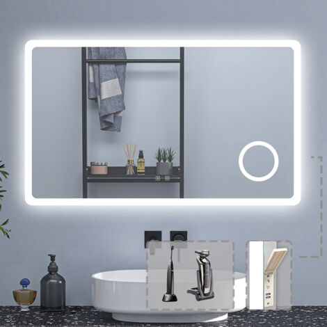 Badezimmerspiegel Wandspiegel LED Badspiegel mit steckdose Bluetooth 3 farben Dimmbar Memory Funktion 100x60cm (1/5)