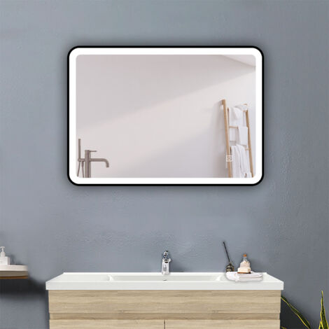 70 x 50cm Badspiegel Touch LED Wandspiegel Badezimmerspiegel Beleuchtung Beschlagfrei Kalt/Warmweiß dimmbar (1/5)