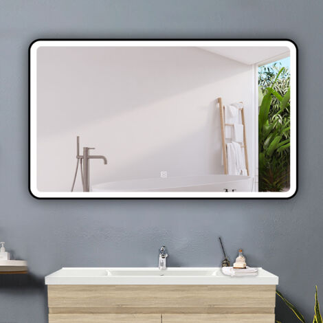 100 x 60cm Badspiegel Touch LED Wandspiegel Badezimmerspiegel Beleuchtung Beschlagfrei Kalt/Warmweiß dimmbar (1/5)