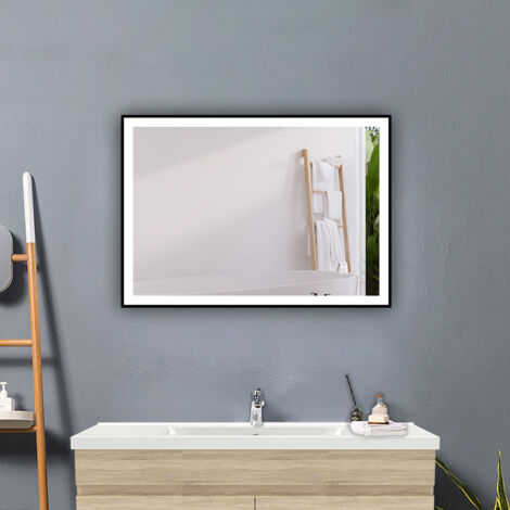 70 x 50cm LED Wandspiegel Badezimmerspiegel Beleuchtung Touch Badspiegel Beschlagfrei Kalt/Warmweiß dimmbar (1/5)