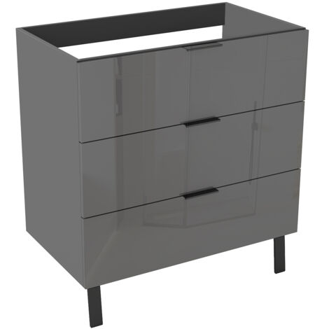 Badmöbel Unterschrank Standschrank Stehend Waschtisch ohne Waschbecken Hochglanz anthrazit 60cm
