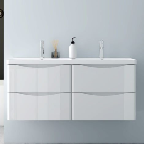 Waschbeckenunterschrank,Weiß, mit Waschtisch,120x46x52cm
