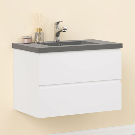 Waschtisch mit Waschbecken Waschbeckenunterschrank Badmöbel Schwarz Waschbecken 80cm Weiß Unterschrank