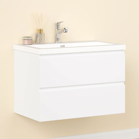 Waschtisch mit Waschbecken Waschbeckenunterschrank Badmöbel Weiß Waschbecken 80cm Weiß Unterschrank