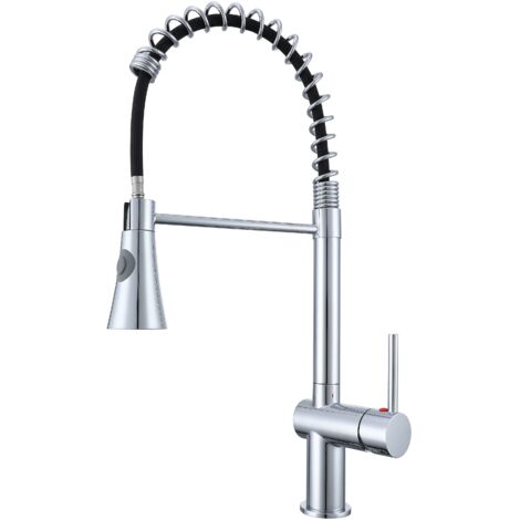 AICA Küchenarmatur Federzug Ausziehbarer Sprayer Messingkern Mischbatterie Wasserhahn Küche Chrom
