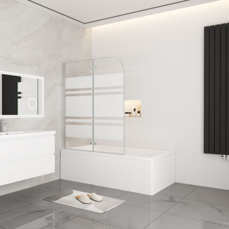 AICA 110x140cm Faltwand 2 teilig Badewanneaufsatz für Badewanne 6mm ESG Duschabtrennung Duschwand