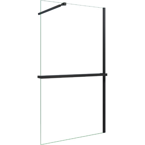 AICA Walk in Duschwand 80x200cm 8mm NANO ESG-Glas mit Schwarz 80cm Duschregal Handtuchhalter Duschtrennwand mit 73-120cm Stabilisator F084B (1/3)
