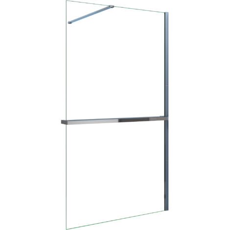 AICA Walk in Duschwand 100x200cm 8mm NANO ESG-Glas mit 100cm Duschregal Handtuchhalter Duschtrennwand mit 90cm Stabilisator F129 (1/3)