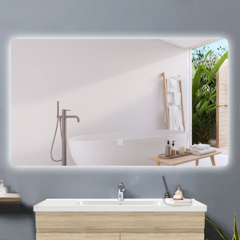 Badspiegel mit Beleuchtung LED Badezimmerspiegel Wandspiegel Kaltwei Dimmbar, LED Memory Funktion 100 x 70 cm (1/5)