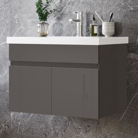 Waschtisch mit Unterschrank Waschbecken Unterschrank Badmbel Set 60cm dunkelgrau, ohne Seitenschrnke
