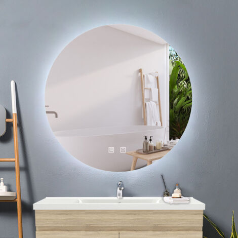 Badspiegel LED Rund Touch Wandspiegel Badezimmerspiegel Beleuchtung Kaltweiß/Neutralweiß/Warmweiß (Dimmbar) 70cm (1/5)