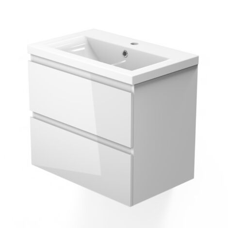 60cm - Mineralguss Waschbecken Vormontieren Unterschrank