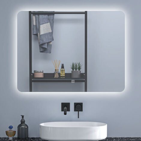 Badezimmerspiegel Wandspiegel LED Badspiegel 3 farben Dimmbar Memory Funktion 80x60cm (1/5)
