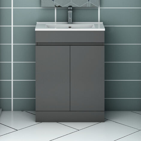 60cm Wei - Keramik Waschbecken Waschtisch Unterschrank (1/5)