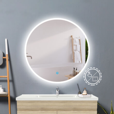 LED Rund Spiegel Badspiegel mit Beleuchtung Badspiegel Badezimmerspiegel Touch 60cm Beschlagfrei+3 Lichtfarben Dimmbar+LED Memory Funktion