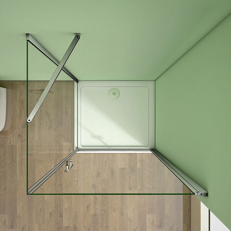 90 Tür x 90 Seitenwand xH.185cm 6mm NANO GLAS Eckeinstieg
