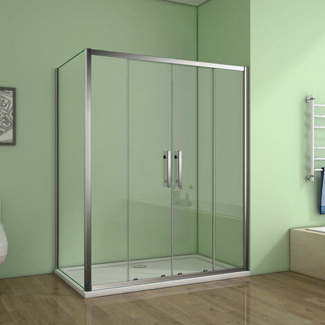 160cm Schiebetür mit 76cm Seitenwand H.190cm Duschkabine Duschabtrennung 5mm ESG Glas Schiebetür Nischentür Ohne Duschtasse