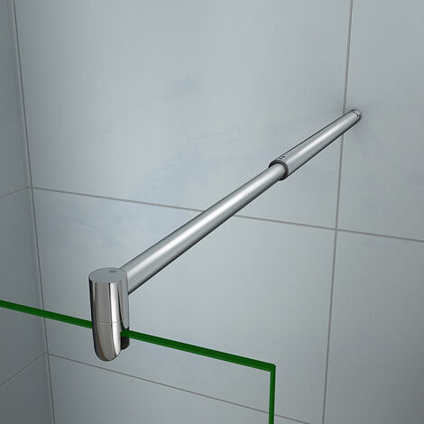 B.120xH.200cm Duschwand +ausziehbar (70-120cm) Stabilisierungsstange Walk in Duschtrennwand 8mm NANO-Glas mit Glasschutzfolie