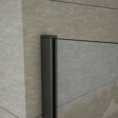 B.160xH.200cm Duschwand +ausziehbar (73-120cm)Schwarz Stabilisator Duschabtrennung Walk in Duschtrennwand 8mm NANO-Glas dusche