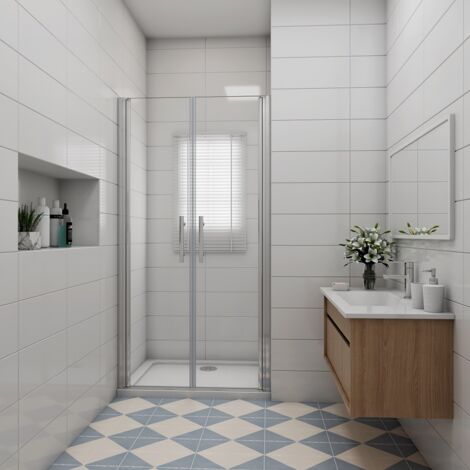 Duschtür Pendeltür Nischentür Duschabtrennung Schwingtür Dusche Klarglas 120x195cm