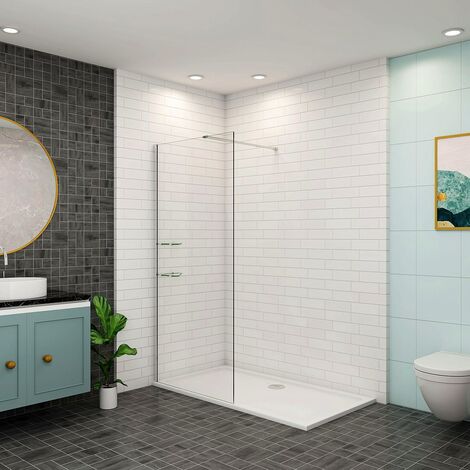 100x200cm 8mm NANO Glas Walk in Duschwand mit Dusche Glas Regal Badregal mit 90cm Stabilisierungsstange für 6-8mm Glas (1/5)