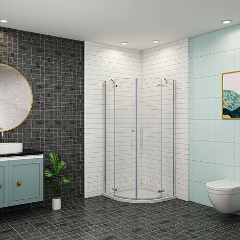 Viertelkreis Duschkabine 6mm NANO ESG Eckeinstieg Falttür 80x80x195cm Runddusche Duschabtrennung