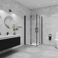 Duschkabinen 6mm NANO ESG schwarze 180° Falttür Eckeinstieg 80x80x185cm Scharniertür Duschabtrennung Dusche