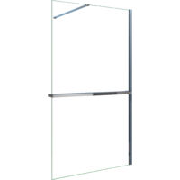 AICA Walk in Duschwand 140x200cm 8mm NANO ESG-Glas mit 140cm Duschregal Handtuchhalter Duschtrennwand mit 140cm Stabilisator F130
