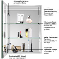 LED Spiegelschrank mit Steckdose 60x80 cm Touch Beschlagfrei Aluminum