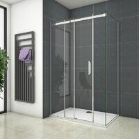 Schiebetür 8mm NANO ESG Nischentür 140X195cm mit Seitenwand:90x195cm Duschabtrennung Echtglas Duschtür Duschkabine Dusche Glastür
