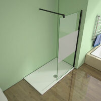 B.90xH.200cm Duschwand +90cm für 6-10mm Glas Schwarz Stabilisator Walk in Duschtrennwand 8mm NANO-Glas mit Glasschutzfolie dusche