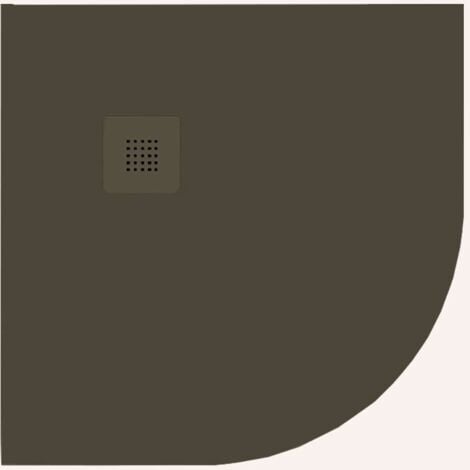 Receveur de douche Poalgi, extraplat, semi-circulaire, gris tundra, L.80 x l.80 cm, finition ardoise, série Hos's
