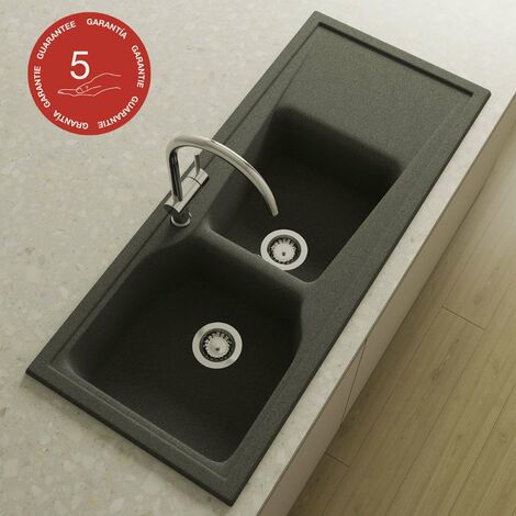 Evier à encastrer POALGI - CITY 323 - Granit - Noir Basalt - 118 cm - 2 bacs