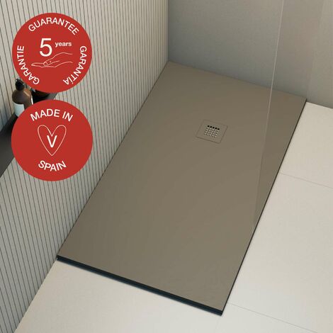Receveur de douche Poalgi, extraplat, gris tundra, L.100 x l.140 cm, finition ardoise, série Hos's (1/5)