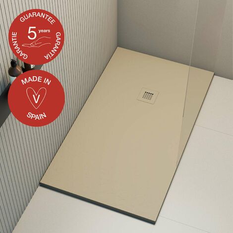 Receveur de douche Poalgi, extraplat, beige albero, L.90 x l.100 cm, finition ardoise, série Hos's (1/5)