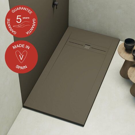 Receveur de douche Poalgi, extraplat, gris tundra, L.90 x l.120 cm, finition ardoise, série Gneis (1/5)