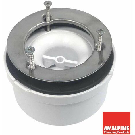 Bonde de douche à évacuation verticale – Diamètre 90 mm – Débit 35 litres/min – Sortie 40 mm ou 50 mm – Coupelle inox amovible – Mcalpine