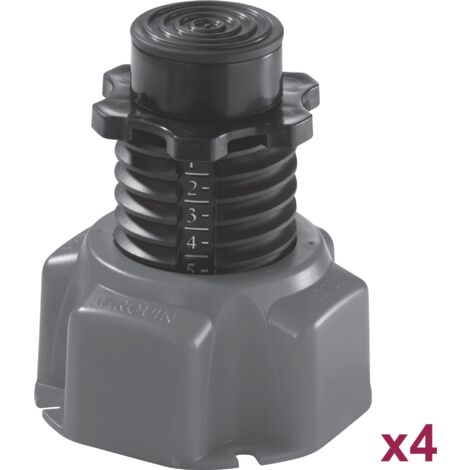Wirquin – Lot de 4 pieds réglables pour receveur de douche – Hauteur 88 à 172mm – Capacité de charge 450kg/pied – Fixation par vissage ou collage