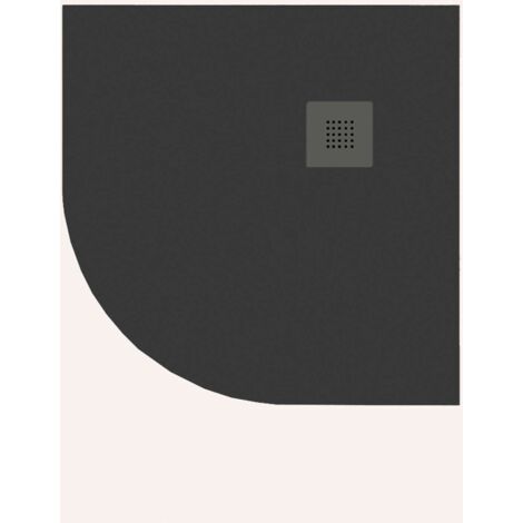 Receveur de douche Poalgi, extraplat, semi-circulaire, noir antracita, L.90 x l.90 cm, finition ardoise, série Hos's
