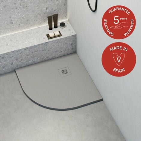 Receveur de douche Poalgi, extraplat, semi-circulaire, gris humo, L.90 x l.90 cm, finition ardoise, série Hos's