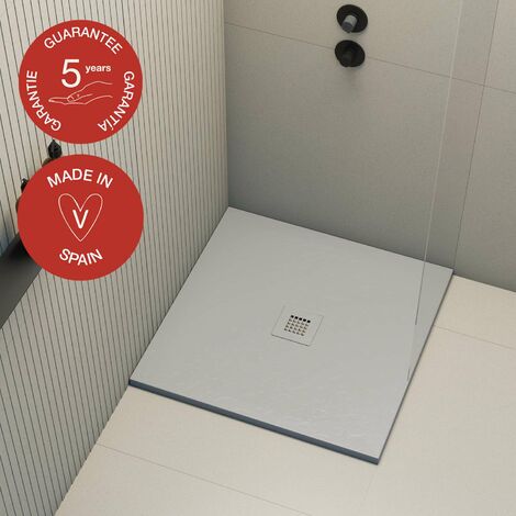 Receveur de douche Poalgi, extraplat, gris humo, L.90 x l.90 cm, finition ardoise, série Hos's (1/5)