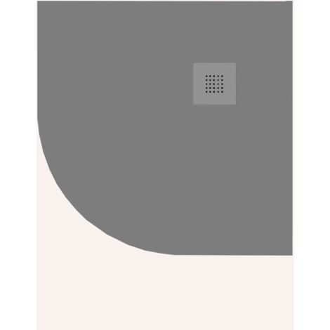 Receveur de douche Poalgi, extraplat, semi-circulaire, gris concret, L.90 x l.90 cm, finition ardoise, série Hos's