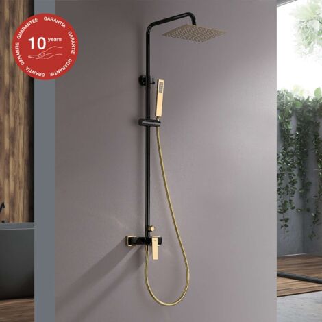 Colonne de douche mécanique avec barre extensible SKY BATH noir cristal et or PVD série INFINITE