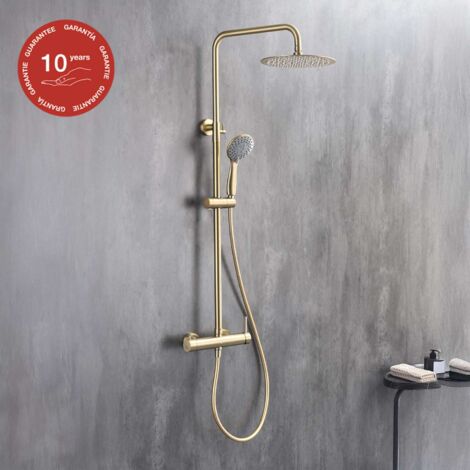 Colonne de douche mécanique avec barre extensible SKY BATH or brossé PVD Inox S304 série ROCK