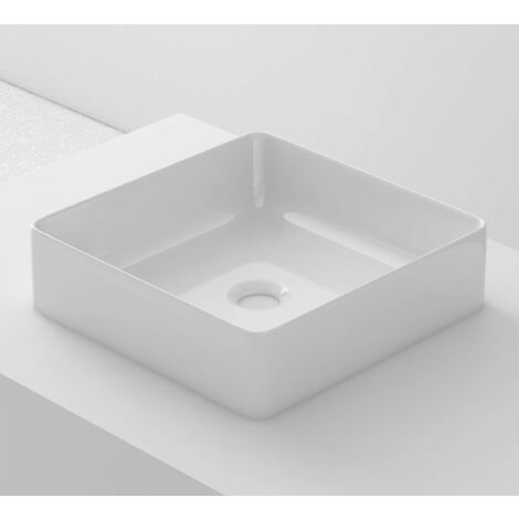 Lavabo à poser SQ36 céramique 36,5x11x36,5 cm blanc (1/5)