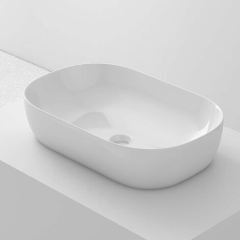 Lavabo à poser OVALO céramique 60x14,5x39 cm blanc (1/5)