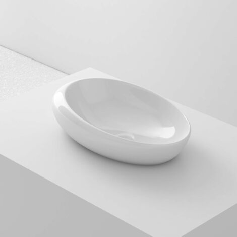 Lavabo à poser OVAL-MB céramique 49x13x30 cm blanc (1/5)
